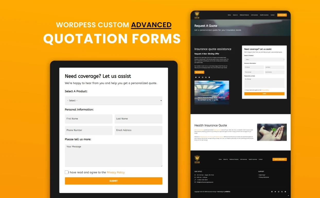 Webdesign and custom quotation form integration